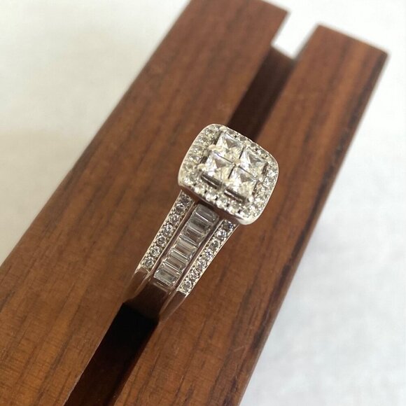 Sterling Silver 925 FZN Multi Stone Cubic Zirconia Engagement Ring Sz 6.75 - Picture 13 of 16